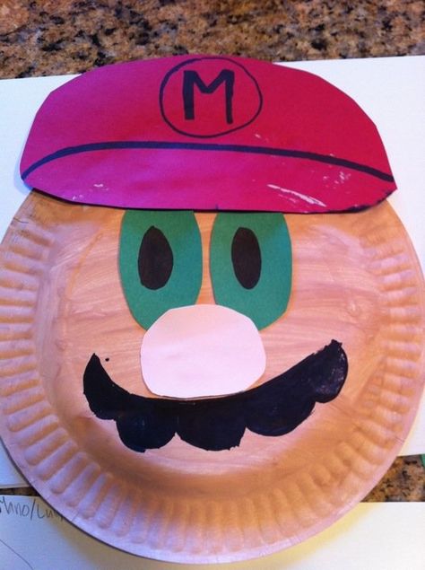 Mario Paper Plate craft! | Miss Roberts Room Super Mario Arts And Crafts, Mario Brothers Crafts, Easy Super Mario Crafts, Super Mario Preschool Crafts, Easy Mario Crafts, Mario Theme Activities, Mario Craft Ideas, Super Mario Preschool Activities, Mario Bros Arts And Crafts