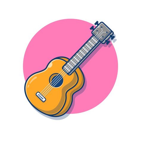 Guitar acoustic cartoon illustration | Premium Vector #Freepik #vector Guitar Cartoon, Photo Surf, Cartoon Music, Magazine Front Cover, Guitar Illustration, Guitar Vector, Guitar Drawing, Retro Gym, Music Cartoon