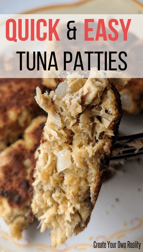 Quick and Easy Tuna Patties - Create Your Own Reality Quick Easy Healthy Lunch, Tuna Patties Healthy, Tuna Patties Easy, Tuna Patties Recipes, Salt Free Recipes, Tuna Fish Recipes, Easy Healthy Lunch, Fish Patties, Tuna Patties