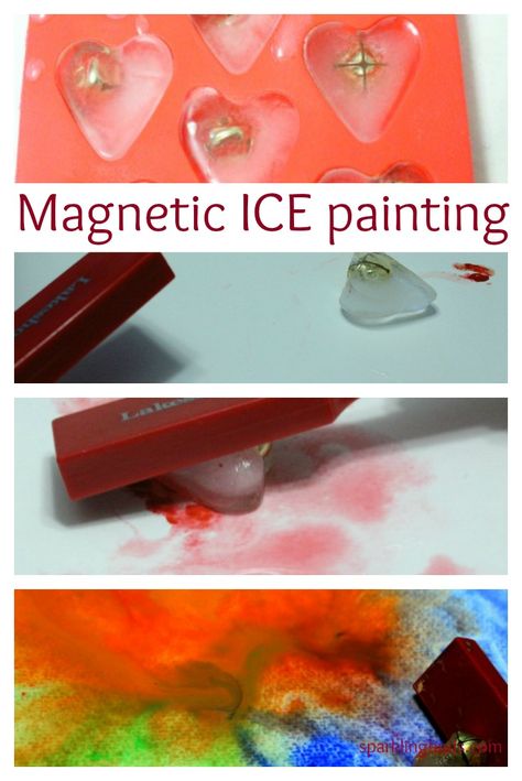 Magnet Art Projects For Kids, Magnet Science Experiment, Freezing Bubbles, Magnet Painting, Physical Science Activities, Magnet Science, Magnetic Art, Stem Art, Winter Science Experiments