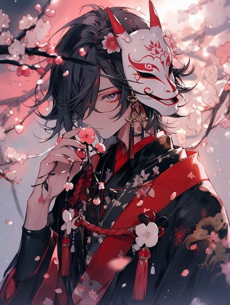 Male Kitsune Art, Kitsune Man, Possessive Relationship, Male Kitsune, Dark Sayings, Dark Guys, Anime Fox Boy, One Piece Dnd, Mask Guy