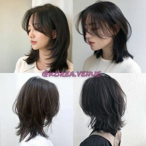 Wolf Haircut Short Straight, Mullet X Wolfcut Haircut, Short Hair With A Lot Of Layers, Asian Wolf Cut Short, Wolf Cut Inspo Medium, Wolf Cut Hair Short Mullet Style, Shoulder Length Mullet Shag, Short Haircuts Asian, Mullet Hairstyle Straight Hair