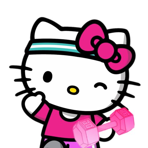 Icons Hello Kitty, Gym Icon, Cat Gym, Pink Wallpaper Hello Kitty, Pink Gym, Album Art Design, Mini Printer, Kitty Drawing, Hello Kitty Drawing