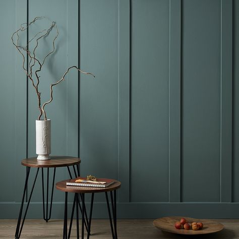 Give panelling a modern twist with calm colours and practical finishes | Ideal Home Colourful Panelling, Modern Paneling Walls, Timber Wall Panelling, Modern Paneling, Modern Panelling, Zinc House, Apartment Hallway, Timber Wall Panels, Fluted Panel