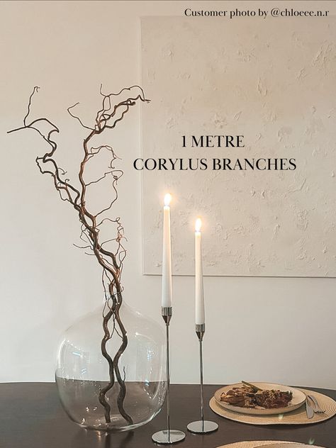 1 Metre Twisted Hazel Corylus Branches, Tall Decorative Branches, Wabi Sabi Branch Decor for Vase, Curly Twigs Japandi Decor, Twisted Twigs Tree Branch Christmas Decor, Wabi Sabi Christmas Decor, Wabi Sabi Christmas, Twisted Hazel, Twigs Decor, Decorative Branches, Decor Makeover, Vase With Branches, Easter Display