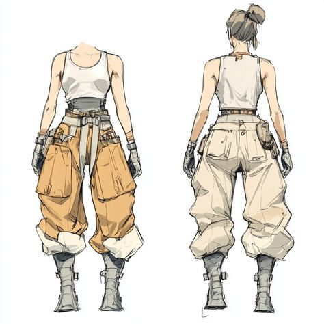 Overall Outfit Drawing, Mechanic Outfit Character Design, Girl Mechanic Outfit, Mechanic Outfit Female, Engineer Outfit Women, Engineer Character Design, Mountain Climbing Outfit, Arcane Fashion, Freya Core