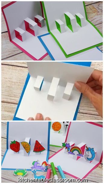 Mother's Day Cards Handmade Simple, Diy Pop Up Cards, Pop Up Card Templates, Simple Pop, Card Making Templates, Seni Dan Kraf, Kraf Diy, 3d Cards, Handmade Kids