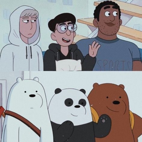 We Bare Bears Human, Disney Characters As Humans, We Bear Bears, Ice Bear We Bare Bears, Characters As Humans, Cartoon Characters As Humans, Dark Comics, Bear Bears, Anime Vs Cartoon