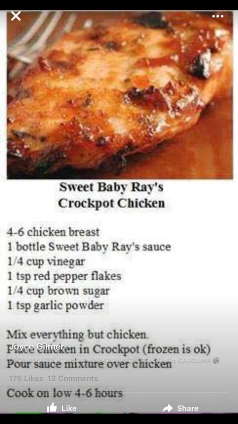 Slow Cooker Kip, Sweet Baby Rays Crockpot Chicken, Sweet Baby Rays, Diner Recept, Crockpot Dishes, Crock Pot Slow Cooker, Crockpot Recipes Slow Cooker, Crock Pot Cooking, Idee Pasto Sano