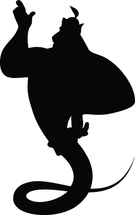 Genie | Aladdin | Disney | High Definition Silhouettes Disney Silhouette Art Stencil, Genie Svg, Disney Character Silhouettes, Aladdin Silhouette, Silhouette Art Disney, Disney Characters Silhouettes, Silhouettes Disney, Character Silhouette, Disney Silhouette Art