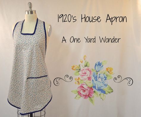 If you have an urge to use up some of your fabric stash, or simply have an hour to spare for some much needed crafting time, try this easy tutorial to make a charming slip-over apron.  Based on an ... Victorian Armoire, House Apron, Vintage Apron Pattern, Apron Pattern Free, Apron Tutorial, Diy Apron, 1920s House, Apron Pattern, Apron Sewing Pattern