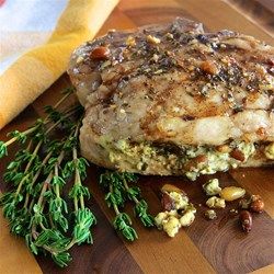 Pesto Stuffed Pork Chops - Allrecipes.com Stuffed Pork Chops, Pork Chop Dinner, Stuffed Pork, Pork Dinner, How To Cook Pork, Boneless Pork Chops, Chops Recipe, Slow Cooker Pork, Pork Chop Recipes