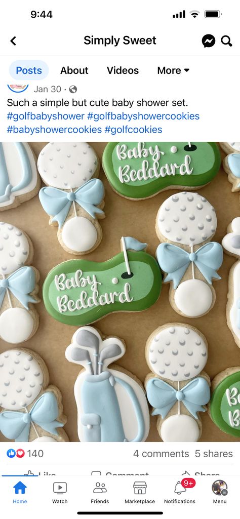 Golf Gender Reveal Cookies, Golf Baby Shower Cake, Golf Baby Shower Cookies, Golf Baby Shower Theme, Baby Shower Golf Theme, Golf Themed Baby Shower Ideas, Golf Gender Reveal Party, Golf Themed Gender Reveal, Golf Baby Shower Ideas