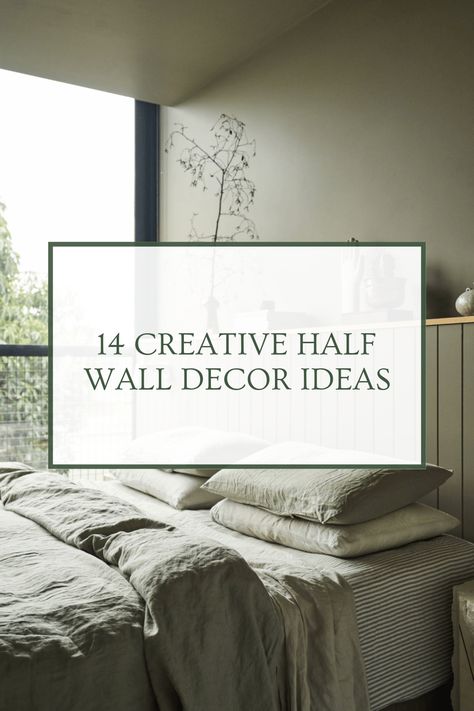 Are you wondering how to decorate that awkward half wall in your home? We've collected 14 stunning basement and living room ideas to spark your imagination! Whether you’re looking for stylish shelving designs, beautiful artwork arrangements, or clever ways to create division in a room, we've got the inspiration you need. Transform that unused space behind your bed or in your living area into a multifunctional masterpiece. Find the best ways to elevate your home’s decor and make your space feel more inviting! Decorating A Large Wall In Living Room, Half Wall Decor, Ways To Elevate Your Home, Half Wall Room Divider, Half Wall Ideas, Wall Ledge, Japandi Wall, Apartment Walls, Display Family Photos