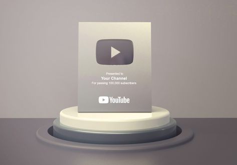 Silver play button youtube on round podi... | Premium Psd #Freepik #psd #frame #mockup #technology #button Silver Play Button Youtube Aesthetic, Youtube Play Button Aesthetic, Youtube Silver Play Button, Kenma Aesthetic, Silver Play Button, Youtube Play Button, Gold Play Button, Teen Gift Guide, Youtube Aesthetic