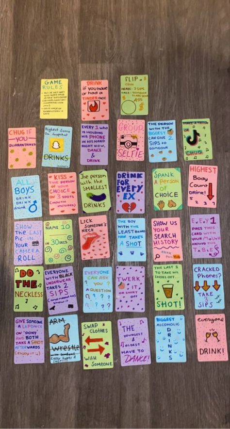 Do Or Drink Game Cards Diy, Drinking Games For 3 People Friends, Drinking Games Cards Diy, Card Games For Adults Drinking, Non Alcoholic Games Parties, Drinking Game Cards Diy, Text Or Drink Game Cards, Black Out Or Back Out Game Diy, Fun Bday Cards