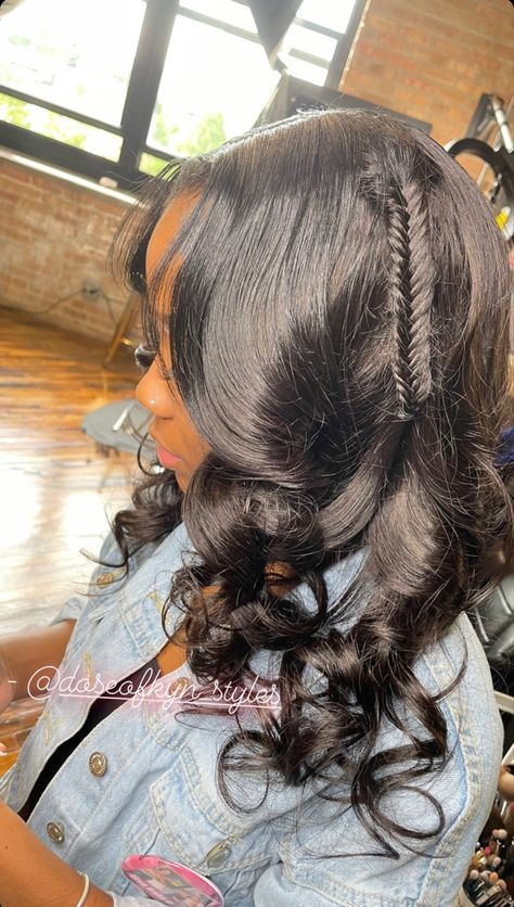 Middle Part Leave Out With Fishtail Braid, Sew In Fishtail Braid, Middle Part Quick Weave With Fishtail, Sew In Fish Tail Braid, Quick Weave With Fishtail, Middle Part Sew In With Fishtail Braid, Fish Tail Braid On Wig, Quickweave With Fishtail Braid, Middle Part Hairstyles Short