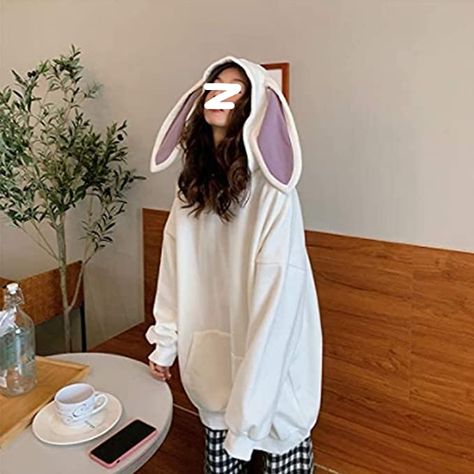 Women Kawaii Rabbit Hoodie Long Sleeve Loose Cute Bunny Ears Pullover Oversized Sweatshirt with Pockets Streetwear : Amazon.ca: Clothing, Shoes & Accessories Hoodie Ears, Rabbit Hoodie, Kawaii Hoodies, Bunny Hoodie, Ear Design, Bunny Pattern, Bunny Ears, Bunny Ear, Harajuku Fashion