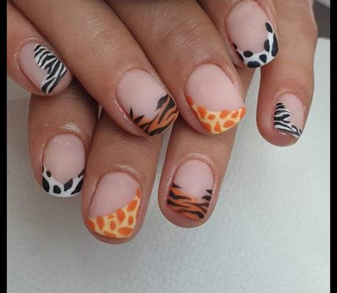 Cute Safari Nails, African Themed Nails Art Designs, Safari Nail Ideas, Safari Themed Nails, Animal Nails Designs, Safari Nails Designs, Zoo Nails, Africa Nails, Tortie Nails