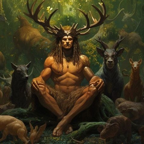 Explore the history and mysteries surrounding Cernunnos, the horned god of the Celts. Uncover his significance, symbolism, and influence in Celtic culture. Herne The Hunter, The Horned God, Celtic Deities, Sacred Masculine, Horned God, Male Body Art, Green Woman, Male Witch, The Celts