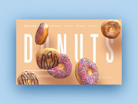 Donut Shop Website Design, Donut Website Design, Candy Website, Cookie Website, Snack Poster, Graphic Design Banner, Donuts Design, Donut Banner, Recipe Website