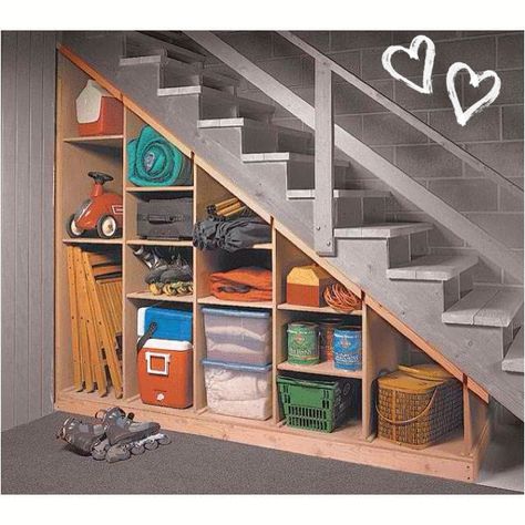 Maximizing space for your family in your house can be hard sometimes. Here are some tips that will help you gain space using the space under your stairs. Under Basement Stairs, Unfinished Basement Storage, Under The Stairs Storage, Basement Stairs Remodel, Basement Stair, Basement Staircase, Basement Stairs Ideas, تحت الدرج, Stairs Storage