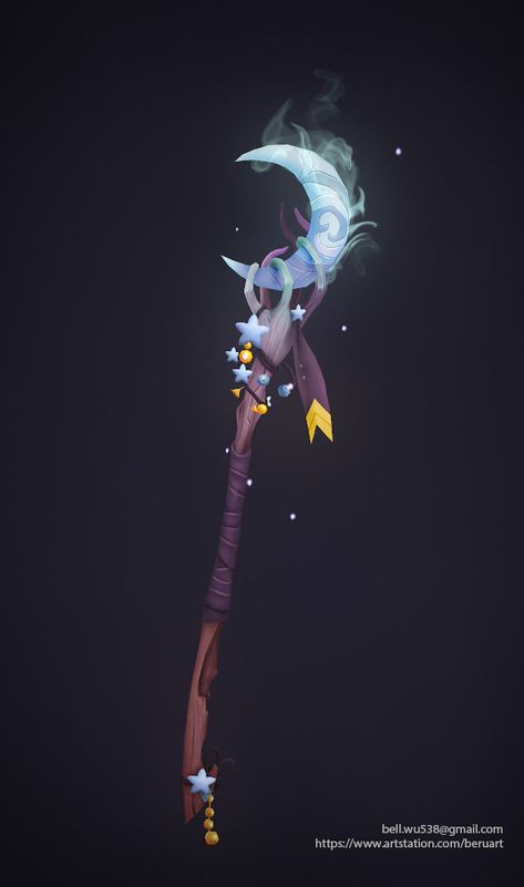 ArtStation - Moon Staff, Bell Wu Anime Magic Staff, Moon Staff Design, Air Character Design, Wand Concept Art, Magic Staff Ideas, Staff Drawing, Moon Character Design, Moon Scepter, Moon Staff