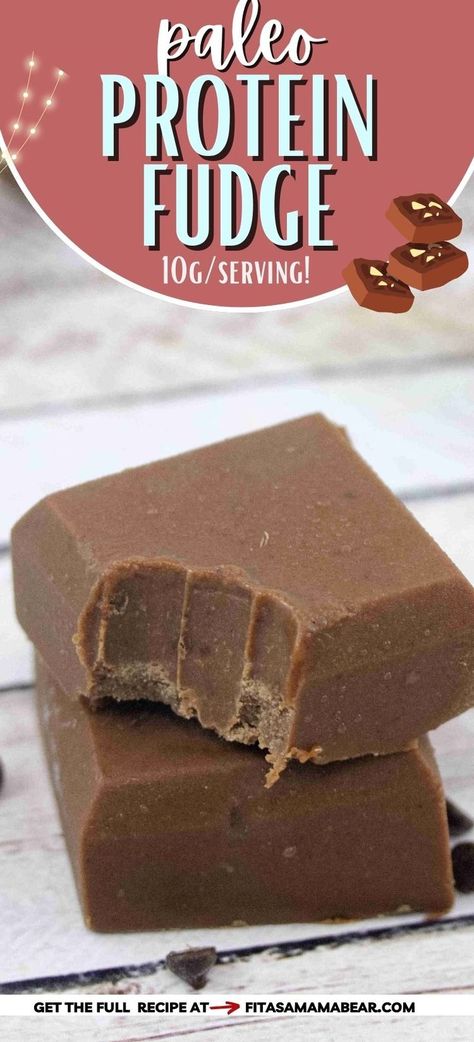 A square of chocolate protein fudge with a bite out of it on top of another square. Protein Fudge, Freezer Fudge, Dairy Free Protein, Protein Mug Cakes, Protein Dessert, Homemade Fudge Recipes, Chocolate Yogurt, Dairy Free Desserts, High Protein Foods