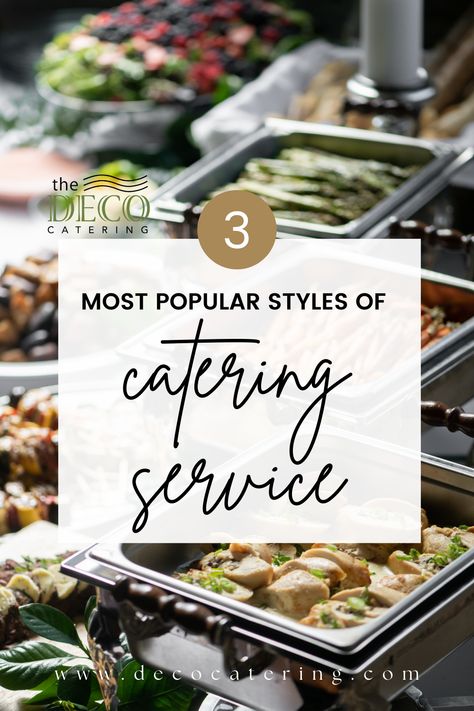 Looking into catering your event but didn't realize there's different styles of service? Check out our blog that breaks it all down for you so you can book your catering with confidence! Party Food Catering, Brunch Catering, Home Catering, Classic Appetizers, Party Catering, Catering Business, Catering Menu, Culinary School, Reduce Food Waste