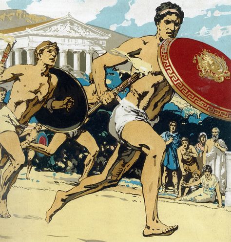 Men had lot more freedom and started the Olympics, became important for the men to play sports and be in olympics Greco Persian Wars, Ancient Olympic Games, Sports Artwork, Ancient Olympics, Greek Men, Frame Home Decor, Greek Cooking, Greek History, Kids Study