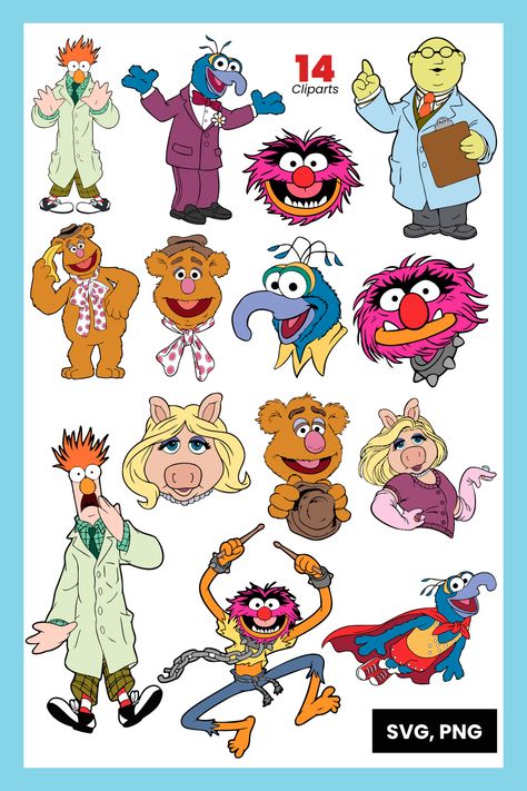 Muppets SVG and PNG files download Cartoons From The 80's, Muppets Drawings Easy, Muppet Svg Free, Gonzo Tattoo The Muppets, Muppets Drawings, Muppet Drawings, The Muppets Drawing, Gonzo Muppets Tattoo, Animal From The Muppets Tattoo