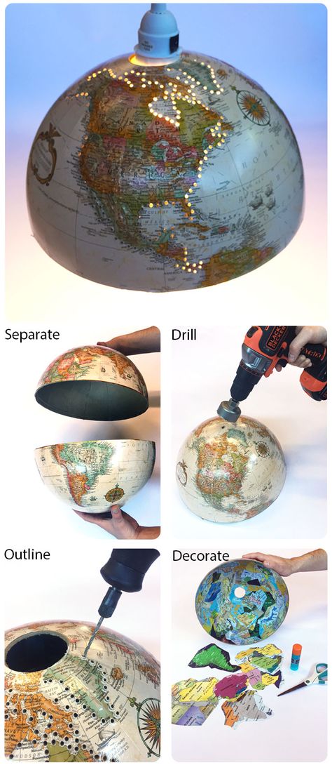 Globe Recycle Ideas, Globe Repurpose Upcycling, Globe Diy Creative Ideas, Globe Lamp Diy, Decorating With Globes, Old Globe Ideas Diy Projects, Globe Crafts Diy, Globe Upcycle Diy Projects, Old Lamp Shades Repurpose