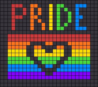 Alpha pattern #93800 | BraceletBook Perler Bead Pride Patterns, Pride Pixel Art Grid, Lgbtq Pixel Art, Pride Pixel Art, Geeky Cross Stitch Patterns, Lgbtq Support, Pixel Art Templates, Pixel Crochet, Pixel Art Grid