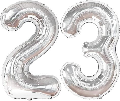 25 Balloons Number, 20 Balloons Number, 16 Silver Balloons, 23 Balloons Number, 23rd Birthday Decorations, Silver Number Balloons, 21 Balloons, Happy 23rd Birthday, Birthday Decorations For Men