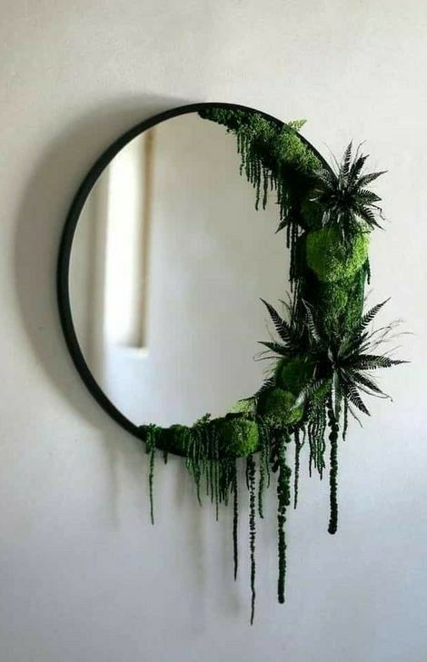 Modern Mirrors, Deco Nature, Dark Home Decor, Goth Home, Goth Home Decor, Moss Art, Dark Home, Mirror Design, Moss Wall