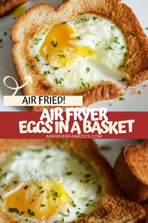 Air Fryer Eggs In A Basket, Air Fryer Eggs, Airfryer Breakfast, Air Fryer Bacon, Air Fryer Recipes Breakfast, Air Fryer Recipes Snacks, Eggs In A Basket, Air Fried Food, Air Fryer Oven Recipes