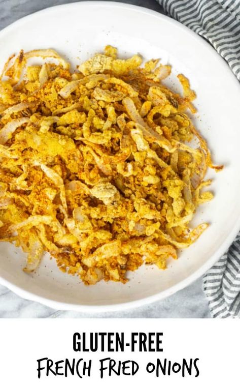 Gluten Free French Fried Onions, French Fried Onion Recipes, Casserole For Thanksgiving, Fried Onions Recipe, Vegan Appetizers Recipes, Vegan Fries, Veggie Fries, French Fried Onions, Free In French