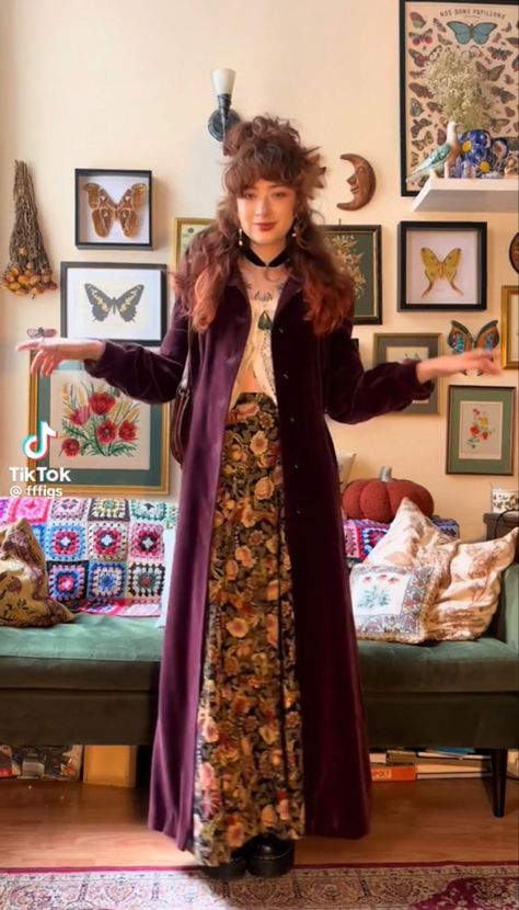 Psychadelic Outfits Aesthetic, Wizard Inspired Outfits, Whimsycore Outfits, Whimsigoth Outfits Fall, Winter Maximalist Outfits, Curvy Whimsigoth, Esoteric Outfit, Whimsicraft Outfit, Whimsical Maximalist Outfit