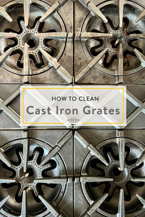 How to clean cast iron stove grates, not because you want to or because it's fun but because it's just one of those things you have to do. 🤷‍♀️ https://www.theartofdoingstuff.com/how-to-clean-cast-iron-stove-grates How To Clean Gas Cooktop Grates, Stove Grate Cleaning, Clean Stove Grates Cast Iron, How To Clean Cast Iron, How To Clean Gas Stove Grates Cast Iron, Cleaning Cast Iron Stove Grates, Cleaning Stove Grates, How To Clean Gas Stove Grates, How To Clean Stove Grates