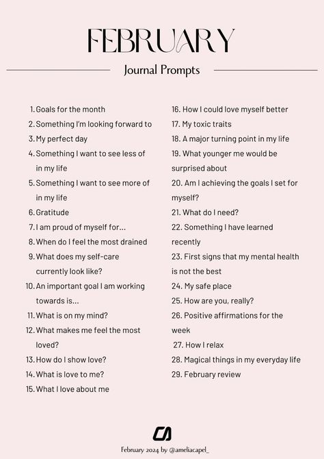 Journal Prompts February 2024 Feb Journal Prompts, Journal Prompts For February, Daily Journal Topics, Daily Planner Prompts, February Journal Ideas Writing Prompts, February Prompts 2024, 2024 Monthly Journal Prompts, Topics For Journaling, February Journal Prompts 2024