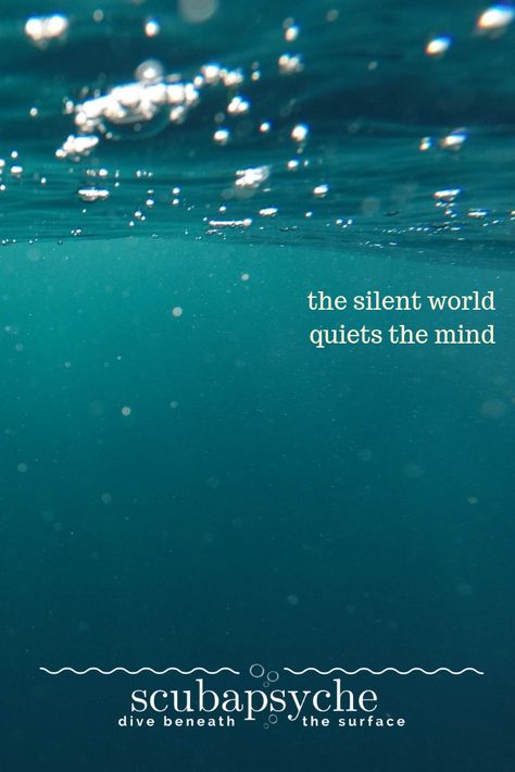 Jacques Cousteau called it the silent world. That silence calms the mind of a diver. The quote is from an article on PADI.com, for more on the psychology of scuba diving look up scubapsyche.com Diver Quotes, Horse Diving, Diving Tattoo, Olympic Diving, Scuba Diving Quotes, Diving Quotes, Gear Tattoo, Diving Springboard, Diving Pool