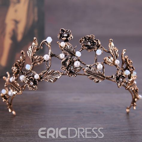 Gold Leaf Crown, Crystals Wedding, Wedding Tiaras, Goddess Crown, Vintage Tiara, Rose Gold Sparkle, Random Fashion, Bride Tiara, Pearl Tiara