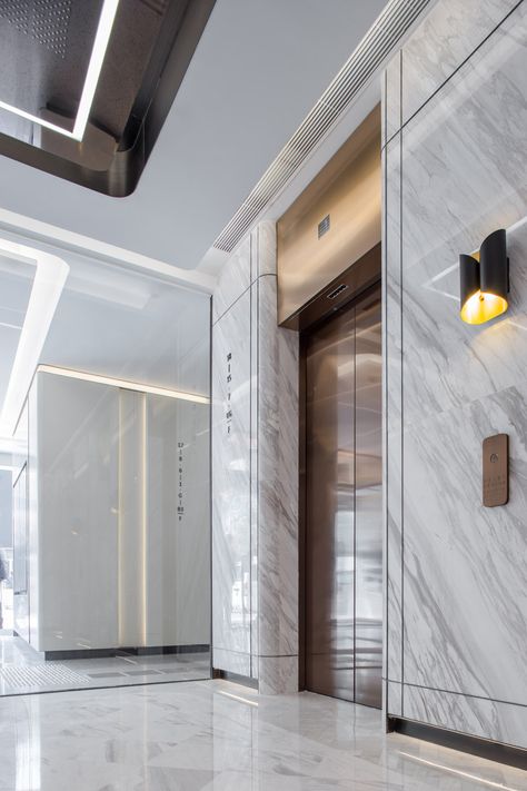 Lift Wall Cladding Design, Lobby Design Residential, Lift Lobby Design, Elevator Lobby Design, Lift Lobby, Elevator Interior, Elevator Lobby, Lobby Interior Design, Cladding Design