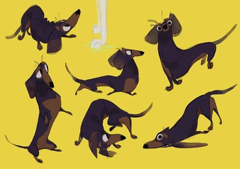 James Woods, Dachshund Stuff, Dachshund Illustration, Character Design Cartoon, Animation Disney, Concept Art World, Dog Poses, Dachshund Art, 강아지 그림