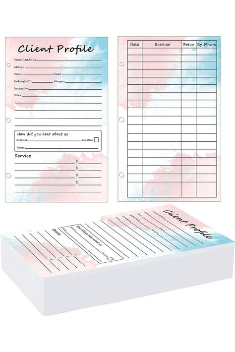 50 Pack Customer Information Card Client Profile Cards 5.5 x 8.5 Inch - Client Contact Profile Record Cards Customer Information Sheets Client Data Cards for Nail Hair Salon Spa Hairdresser Supplie Salon Client Information Sheet, Nail Client Record Cards, Customer Information Sheet, Hairstylist Career, Employees Card, Client Profile, Hairdresser Salon, Nail Prices, Business Marketing Plan