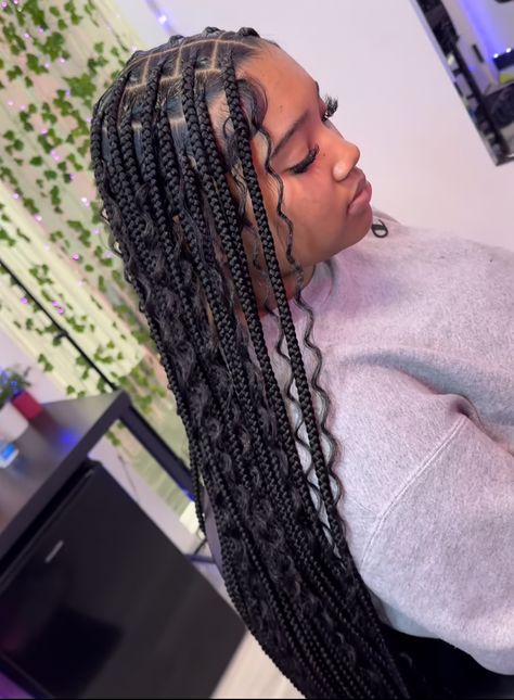 Romantic Waves, Haircut Selfie, Photo Hijab, Big Box Braids Hairstyles, Goddess Braids Hairstyles, Long Box Braids, Cute Hairstyle, Braided Cornrow Hairstyles, Box Braids Hairstyles For Black Women