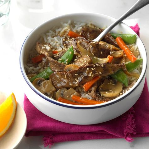 Beef Orange Stir-Fry Orange Stir Fry, Orange Beef, Beef Sauce, Monthly Meal Planning, Easy Chinese Recipes, Beef Sirloin, Fried Beef, Cooking For A Crowd, Cooking For Two