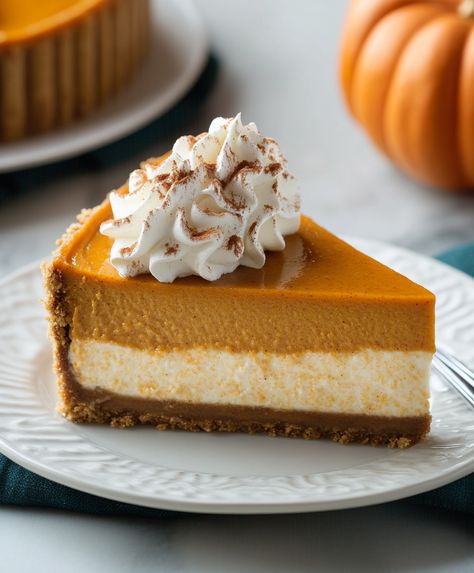 Pumpkin Layered Cheesecake, Pumpkin Cheesecake Decoration, Pumpkin Pie With Cream Cheese Layer, Pumpkin Cranberry Cheesecake, Pumpkin Cheesecake Pie, Two Layer Pumpkin Cheesecake, Ginger Snap Cheesecake, Pumpkin Cheesecake With Premade Crust, Pumpkin Cheesecake With Gingerbread Crust