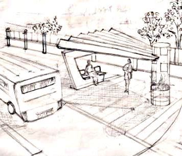 bus stop Bus Stop Drawing Sketch, Bus Station Design Architecture, Bus Stop Design Architecture, Bus Stop Sketch, Bus Stop Drawing, Parklet Design, Architect Career, Commune Design, Solar Panels Design