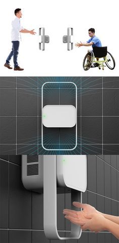 Universal Product Design, Equitable Use Universal Design, Hand Dryer Design, Barrier Free Design, Accessibility Design, Public Bathroom, Hand Dryer, Bathroom Decorating Ideas, Public Bathrooms